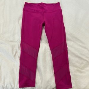 Fabletics Knee Length Pink and Mesh Leggings